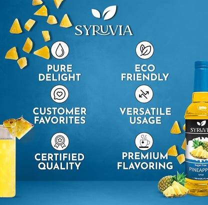 Syruvia Sugar-Free Pineapple Syrup, Flavored Syrup for Drinks, Cocktails, Lemonades, Iced Teas, and Desserts – 25.4 fl oz (Pack of 2)