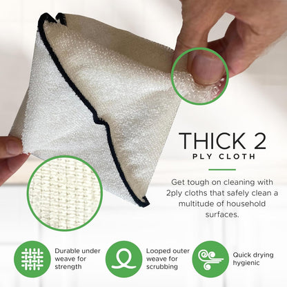 Whiffkitch Dishcloths Dishrags for Kitchen and Household Cleaning 6x7 6-Pack Non-Scratch 2-Ply Weave, Bamboo-Rayon Fabric, Absorbent, Washable, Long-Lasting