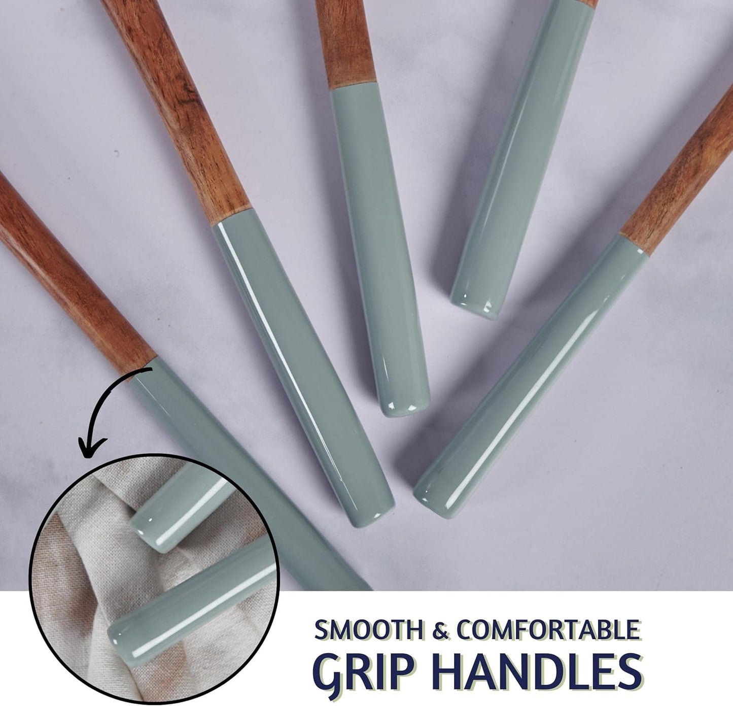 Folkulture Wooden Spoons for Cooking | 12" Premium Acacia Wooden Utensil Set of 5 - Smooth Finish, Soft Comfort Cooking Utensils Set for Kitchen, Gifts | Non Stick Wooden Cooking Utensils Set of 5