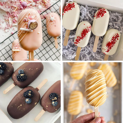 WMKGG Popsicle Silicone Molds Set, 2 PCS Ice Cream Molds with 50 Wooden Sticks for Cake Pop, Ice Pop, Cakesicles (Standard Size/Coffee)