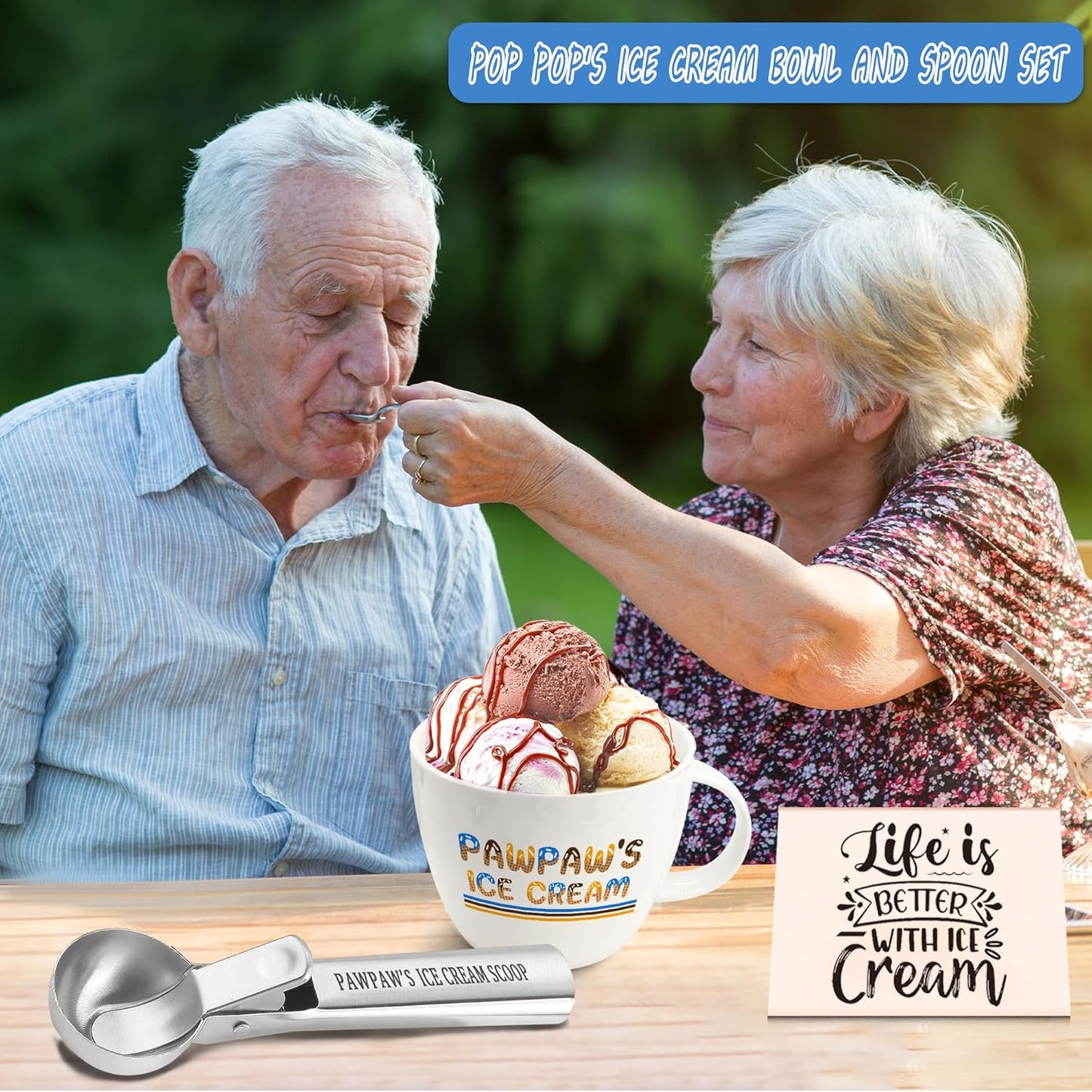 Pawpaw Gifts, Gifts for Him Paw Paw's Christmas, Paw Paw's Ice Cream Bowl Scoop Shovel Spoon Set, Paw-Paw’s Ice Cream Gift, Ideal Xmas Birthday Father's Day Man Gifts