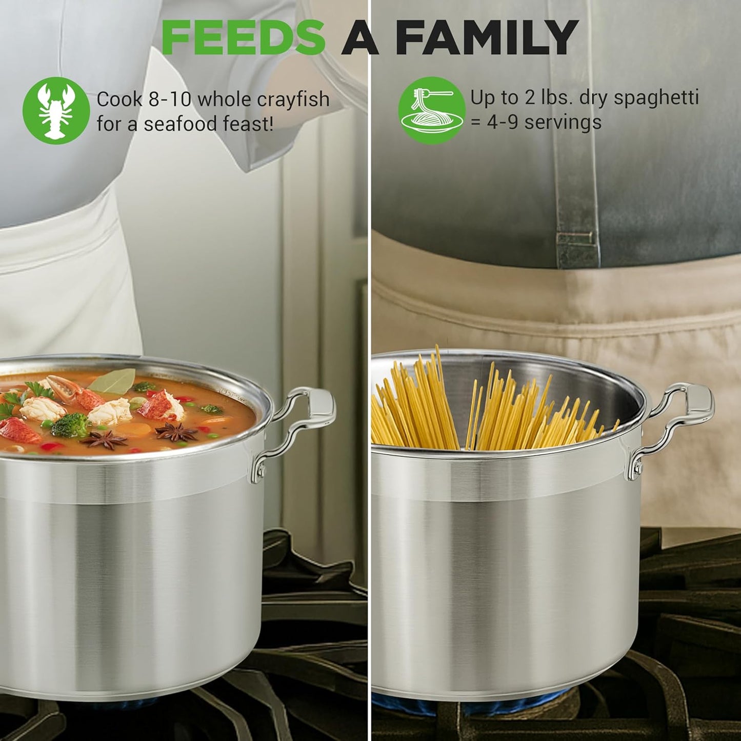 NutriChef 8 Qt Heavy-Duty Stockpot with Stainless Steel Lid - Induction Compatible Cooking Pot, Ideal for Soups and Stews