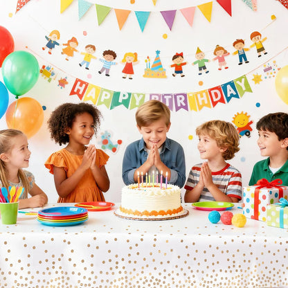 4 Pack Plastic Tablecloths for Rectangle Tables, Waterproof Disposable Party Table Cloths with Gold Dot, Rectangular Table Covers for Decorations, Baby Shower, Birthday, Wedding, New Year