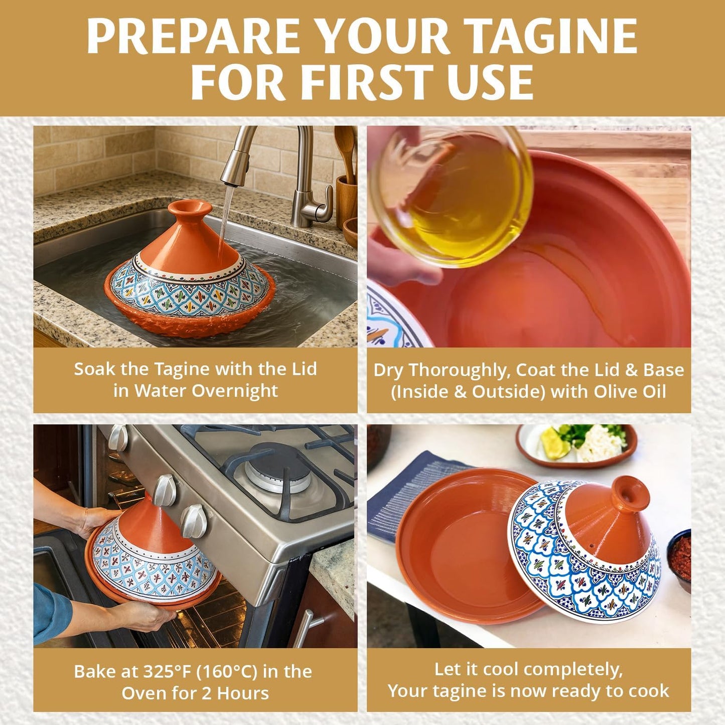 Kamsah Tagine Pot for Cooking and Flavor Enrichment - Medium Clay Pot 10”, 3.1 QT - Non-Stick Handmade Cookware - Moroccan Ceramic Pots for Cooking with Lid & Serving Bowl - Bohemian Supreme Turquoise