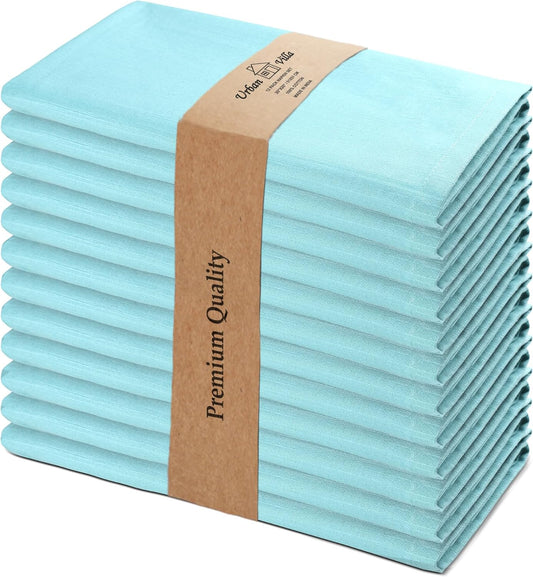 Urban Villa Easter Napkins Aqua Color Cloth Napkins (Set of 12) Oversized 20x20 Inches 100% Cotton Slub Premium Quality Soft Durable with Mitered Corners Reusable Washable Everyday Use Napkins