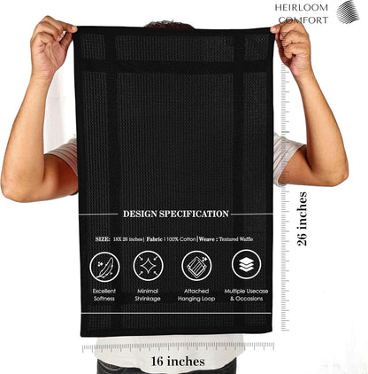 12 Pack Multi Color Waffle Weave Kitchen Towels, 16x26 Inch, 100% Cotton, Super Absorbent, Quick Dry, Hand Towels for Drying Dishes, Cleaning, Durable - White, Grey, Black