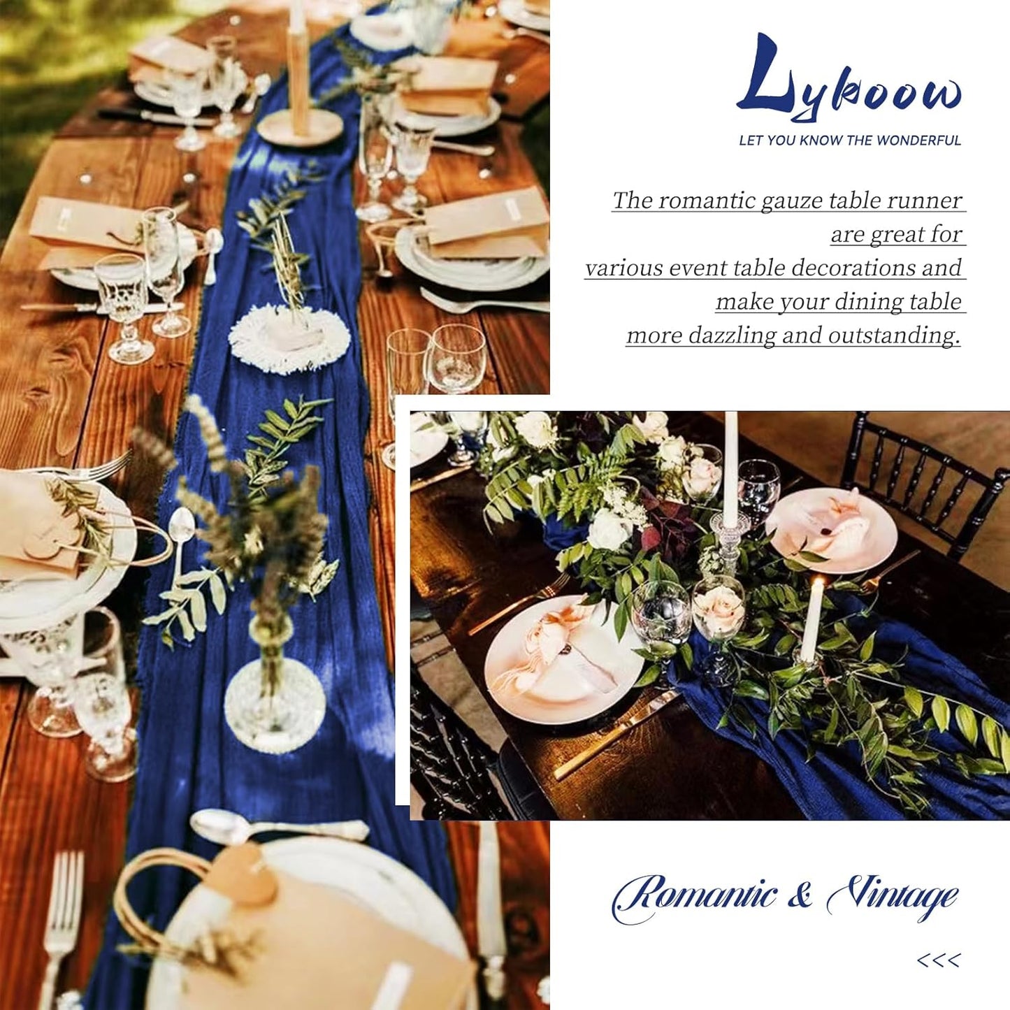 15 Packs Cheesecloth Table Runner Royal Blue,10 Ft Blue Rustic Gauze Boho Wedding Table Runner Decoration, Wedding Table Decor for Wedding Party Bridal Shower Table,21.5x120in