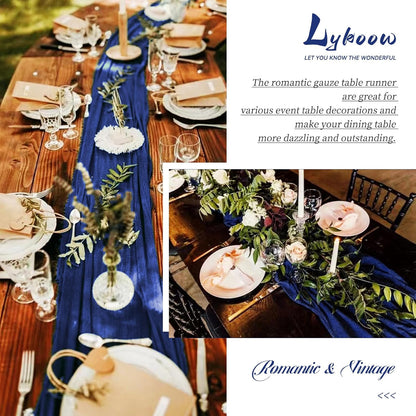 15 Packs Cheesecloth Table Runner Royal Blue,10 Ft Blue Rustic Gauze Boho Wedding Table Runner Decoration, Wedding Table Decor for Wedding Party Bridal Shower Table,21.5x120in