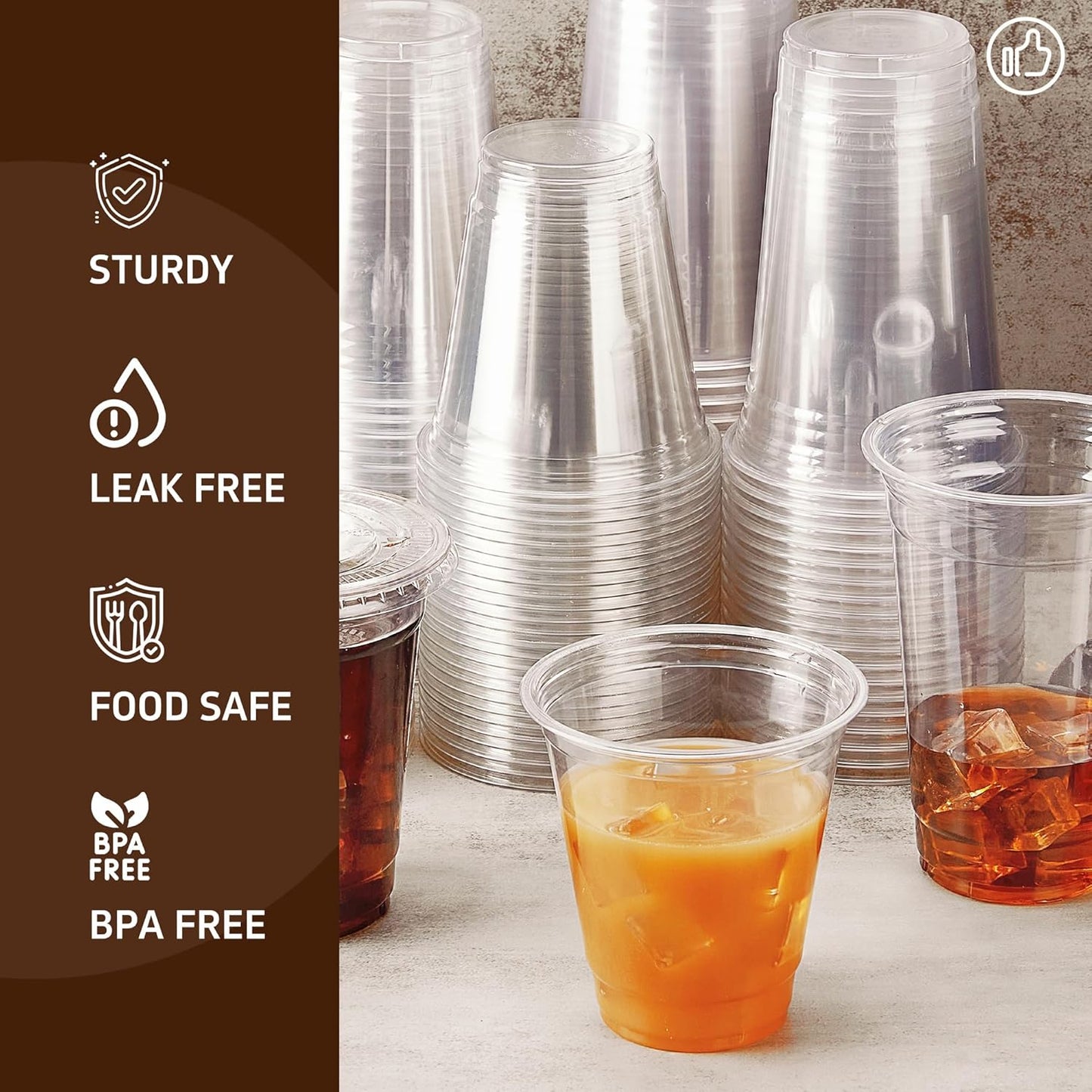 YEEHAW 24 oz. - 100 Pack Clear Plastic Cups With Lids, Disposable Iced Coffee Cups with Flat Lids, Crystal Smoothie Cup for Party, Lemonade Stand, Cold Drinks, Juice, Milkshake