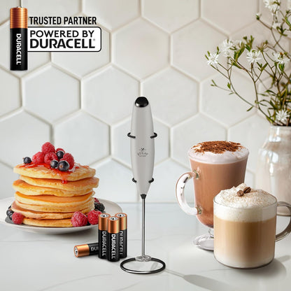 Zulay Kitchen Powerful Milk Frother Wand With 4 AA Duracell Batteries - Ultra Fast Handheld Drink Mixer - Electric Whisk Foam Maker for Coffee, Lattes, Cappuccino, Matcha & Creamer