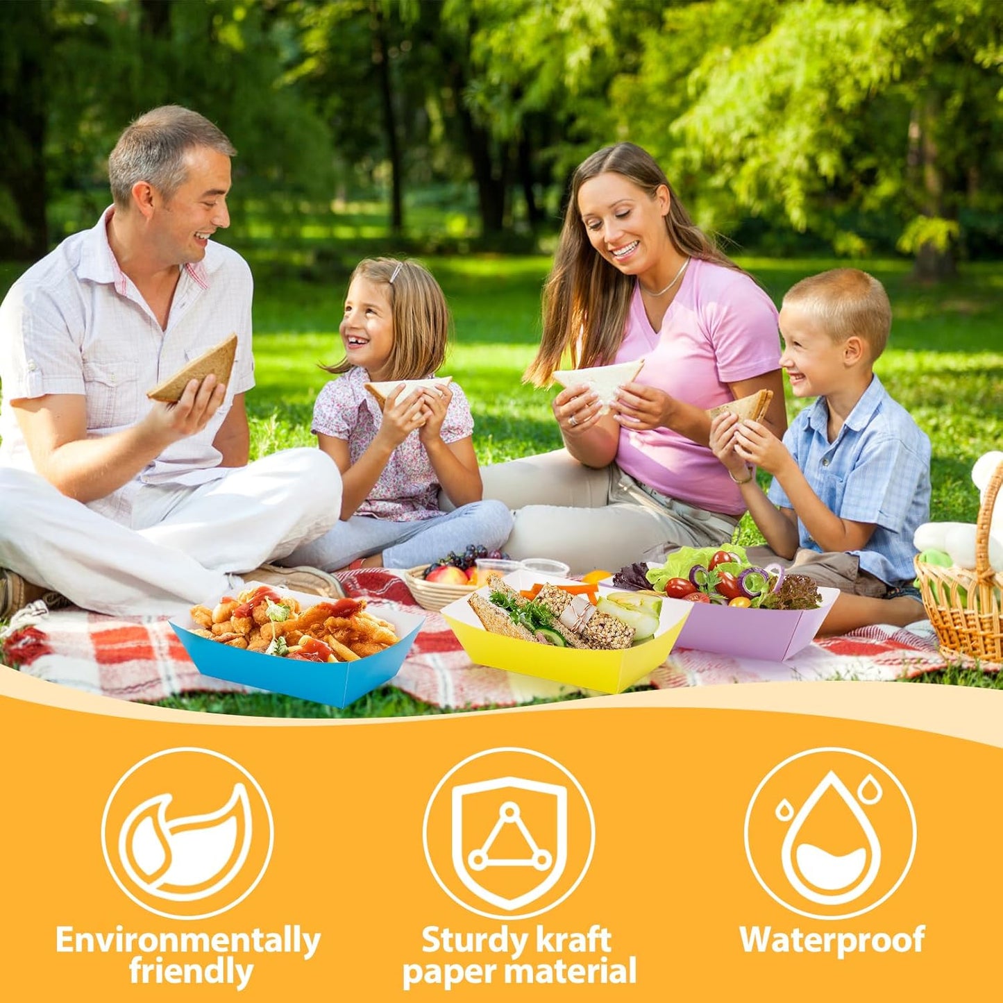 120 Pack Colorful Paper Food Tray Boats, 2LB Disposable Paper Nacho Trays, Grease Resistant Hot Dog Trays, Colored Food Boats Serving Boat Tray for Nacho Hot Dog Fries BBQ Taco