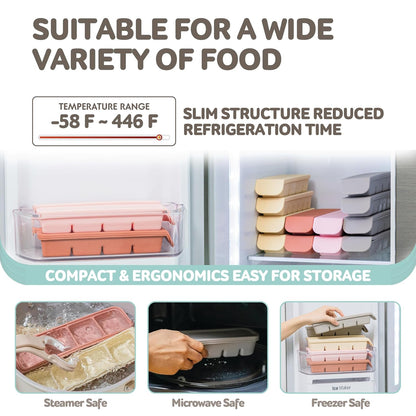 Silicone Ice Cube Freezer Tray with Lid, 100% Food-Grade Platinum Silicone,Leak Resistance & Dishwasher Safe for Baby Food Prep,Breast Milk,Purees - Korean Made (Brown 2-Pack 0.7 oz/12 Sections)