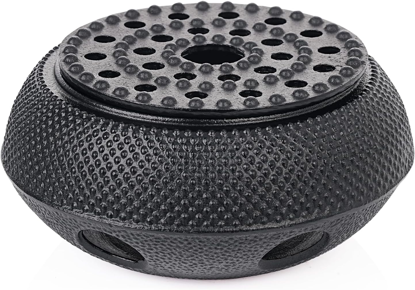 Sungmor Black Cast Iron Teapot Warmer - Japanese Tea Heater Base with Candle Holder, Heat Retaining Stand for Tetsubin or Glass & Ceramic Teapots