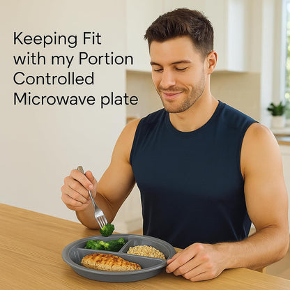 4-Pack Divided Microwave Plates with Vented Lids – BPA-Free, Stackable Meal Prep Plates – 3 Section Food Storage – Microwave, Freezer & Dishwasher Safe – 8.75” x 8.75”