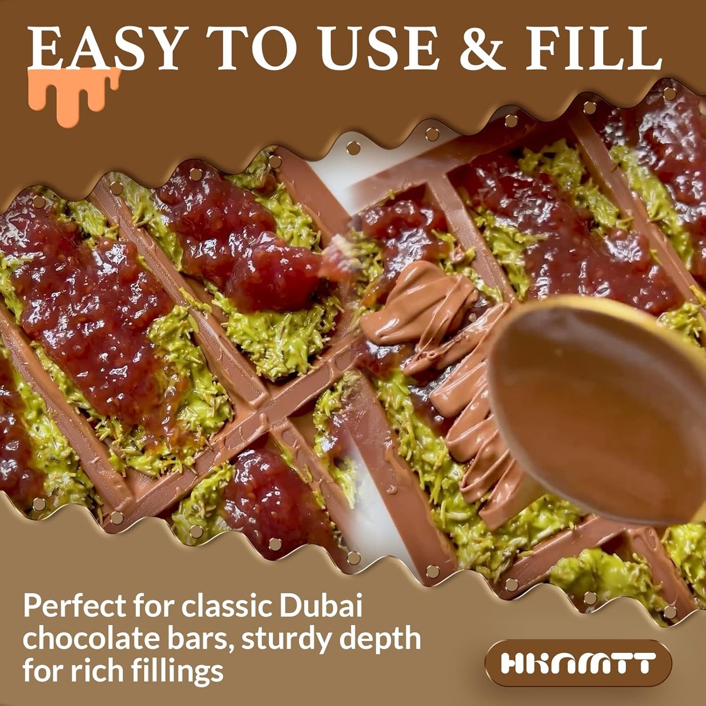 HKNMTT Chocolate Bar Molds Silicone Snap Deep Moulds for Filling Dubai Wax Candy Energy Protein Bars, Food Grade Non stick Home DIY Handmade Gifts