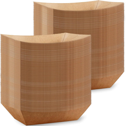 3lb Paper Food Trays, 250 Pcs Disposable Paper Food Boats, Disposable Nacho Trays, Kraft Serving Boats, Party Serving Tray for Nachos, Snacks, Chips, Hot Dogs, Popcorn, Party, Picnic, Wedding