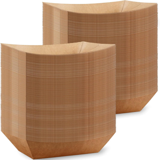 3lb Paper Food Trays, 250 Pcs Disposable Paper Food Boats, Disposable Nacho Trays, Kraft Serving Boats, Party Serving Tray for Nachos, Snacks, Chips, Hot Dogs, Popcorn, Party, Picnic, Wedding