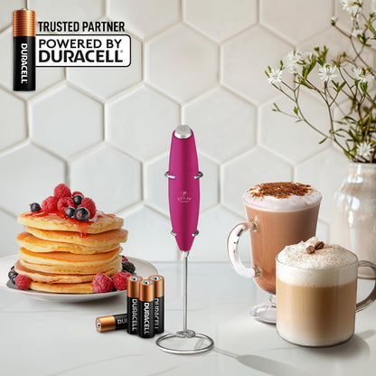 Zulay Kitchen Powerful Milk Frother Wand With 4 AA Duracell Batteries - Ultra Fast Handheld Drink Mixer - Electric Whisk Foam Maker for Coffee, Lattes, Cappuccino, Matcha & Creamer