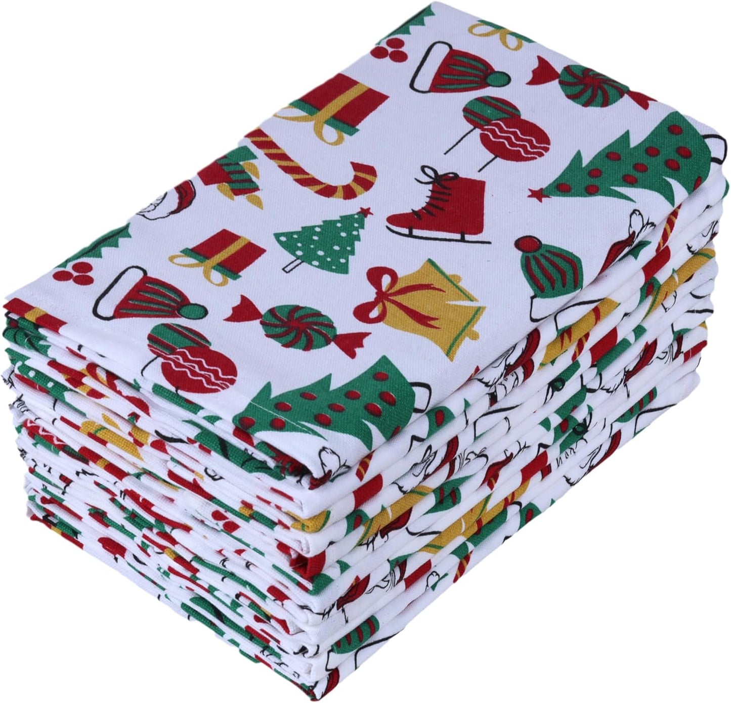 Urban Villa Christmas Dinner Napkins Christmas Print Cloth Napkins Set of 12 Premium Quality Dinner Napkins Cotton Oversized 20X20 in Cloth Napkins with Mitered Corners Ultra Soft Quality Napkins