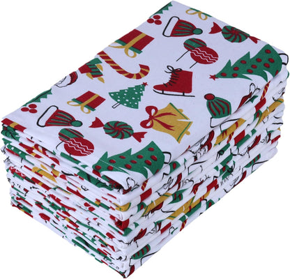 Urban Villa Christmas Dinner Napkins Christmas Print Cloth Napkins Set of 12 Premium Quality Dinner Napkins Cotton Oversized 20X20 in Cloth Napkins with Mitered Corners Ultra Soft Quality Napkins