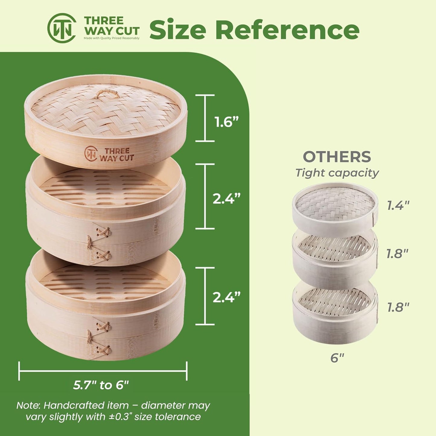 2-Tier 6" Bamboo Steamer With 100 Parchment Liners- 2 Bamboo Steamer Basket + Lid & 100 Steaming Liner Supplies, Mini Dumpling Steamers Basket For Cooking Bao Bun, Dim Sum Chinese Asian Food&Vegetables