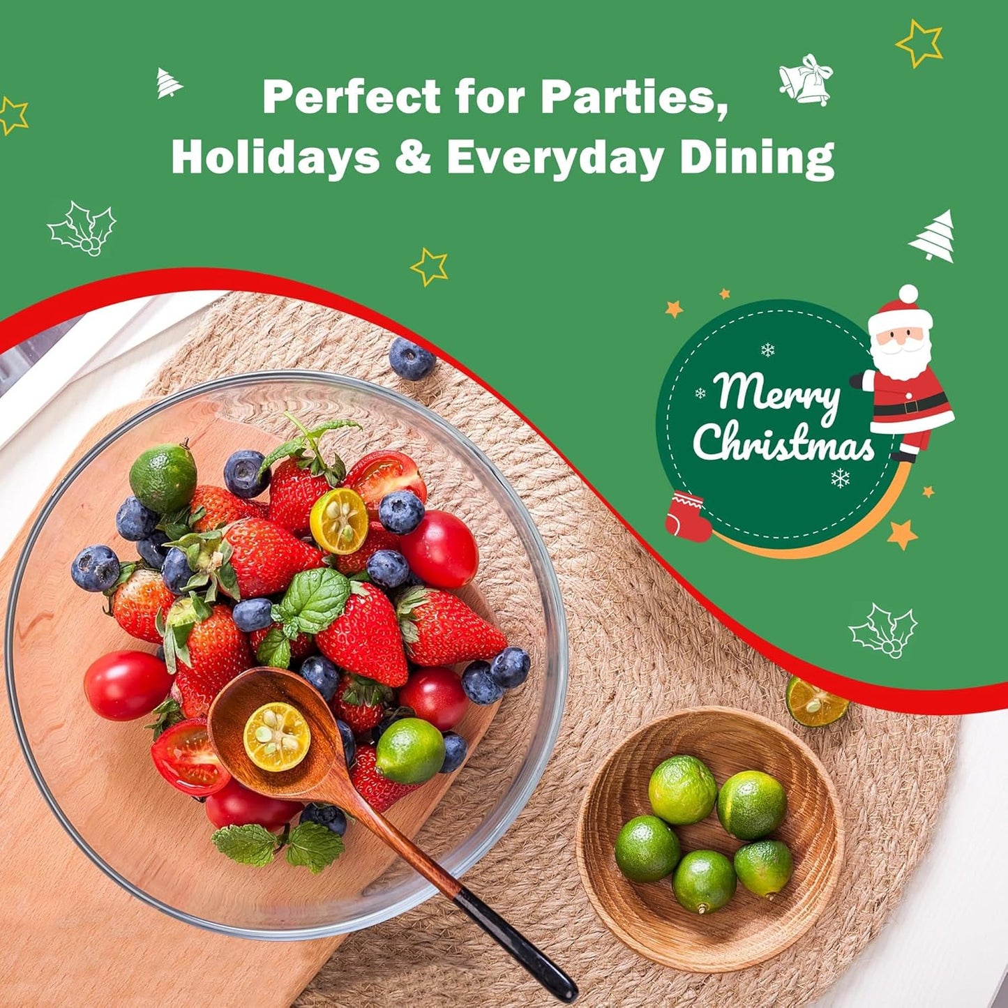 Trifle Bowl Set with Lids, 97oz & 135oz Glass Serving Bowls, BPA-Free Borosilicate Salad & Fruit Bowls, Airtight Food Storage Containers, Ideal for Layered Desserts & Holiday Parties