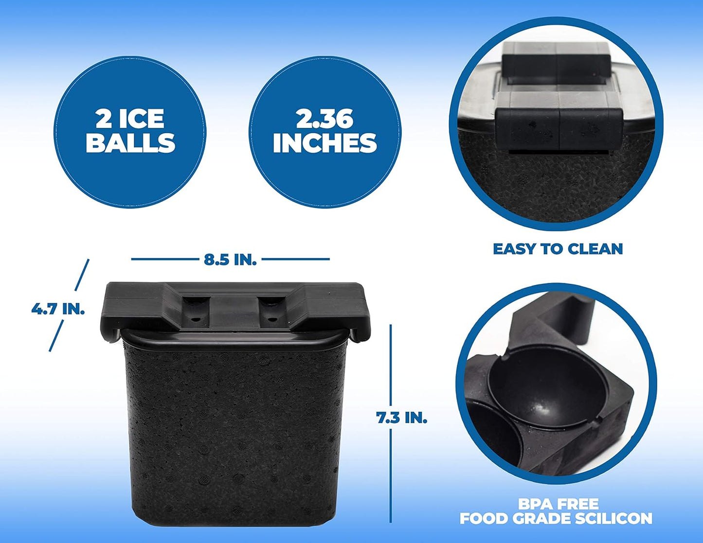 Lemonsoda Premium Clear Ice Ball Maker - 2 Large Round Ice Mold - 2.4" Ice - Round Ice Tray for Bourbon and Whiskey - Large Sphere Ice Cube Molds for Drinks