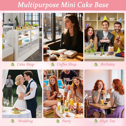 Jollidecor 220 PCS Mini Gold Cake Boards 3.5 inch & 3.15 inch Round Cake Base Mini Flan Tray Disposable Paper Plates for Cupcake, Dessert, Mousse Cake, Flan, Cheesecake