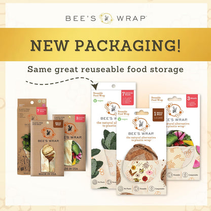Bee's Wrap Beeswax Wraps for Food - Made in USA Reusable & Organic Food Wraps, Sandwich Wrap & Bowl Covers - Eco-Friendly Alternative to Aluminum Foil & Plastic Wrap, Bakery Lane 3 Pack (S, M, L)