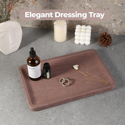 Marble Vanity Tray, 11.8in Sandstone Bathroom Kitchen Tray for Countertop, Decorative Dresser Organizer, Perfume Storage, Jewelry Holder, Brown Stone Gift for Man