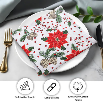 Urban Villa Cloth Napkins Set of 12(20x20 Inches)100% Cotton Napkins Cloth Washable Durable Reusable Absorbent Table Dinner Napkins Cloth for Christmas Hotel Lunch Restaurant Parties –Pine Cone Print