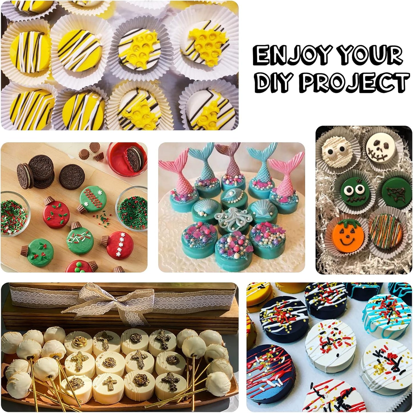 Actvty Round Chocolate Covered Cookie Molds, 3 Pcs Cylinder Chocolate Candy Silicone Molds, Perfect for Chocolate Covered Oreos, Candy, Cakes, Jelly, Muffin, Soap