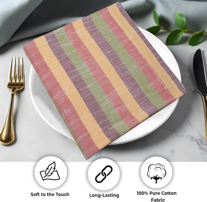 Urban Villa Cloth Napkins Set of 12 20x20 Inches 100% Cotton Napkins Cloth Washable Durable Reusable Absorbent Table Dinner Napkins Cloth for Thanksgiving Fall Hotel Lunch Restaurant- Harvest Stripes
