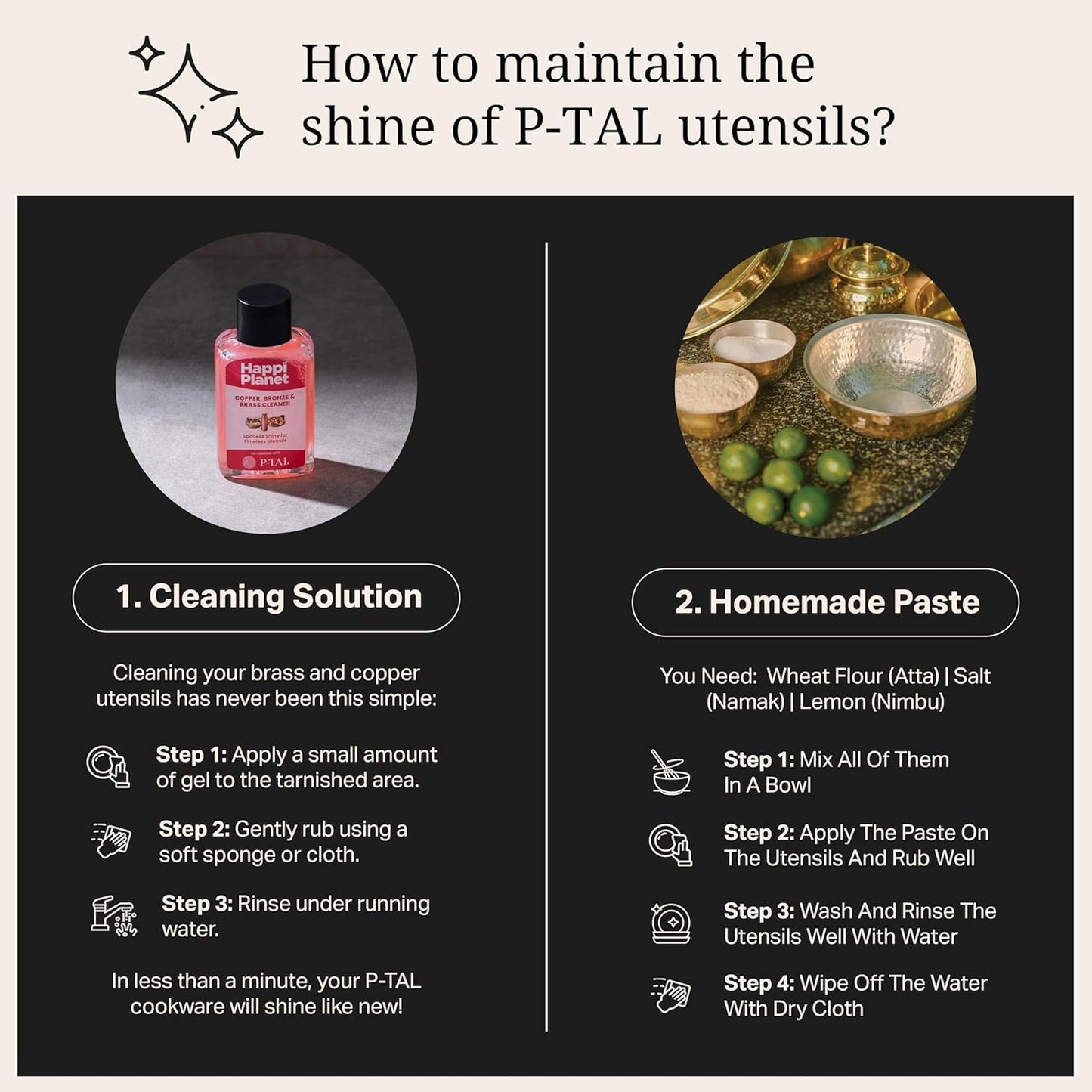 P-TAL 9" Dutch Oven 100% Pure Copper Cooking Pot 3.6 Quarts Stew Pot with Ayurvedic Health Benefits Copper Cookware