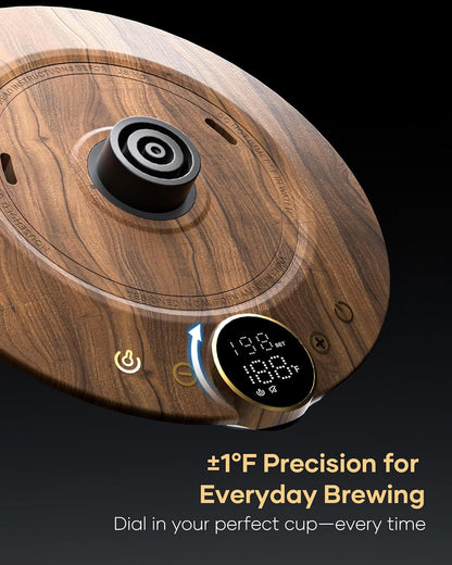 Cocinare FLOW B9 Gooseneck Electric Kettle, Precise Temperature Control for Pour-Over Coffee & Tea Brewing, Stainless Steel Interior, Rapid Heating for Boiling Water 1500W/0.9L (Obsidian Black)