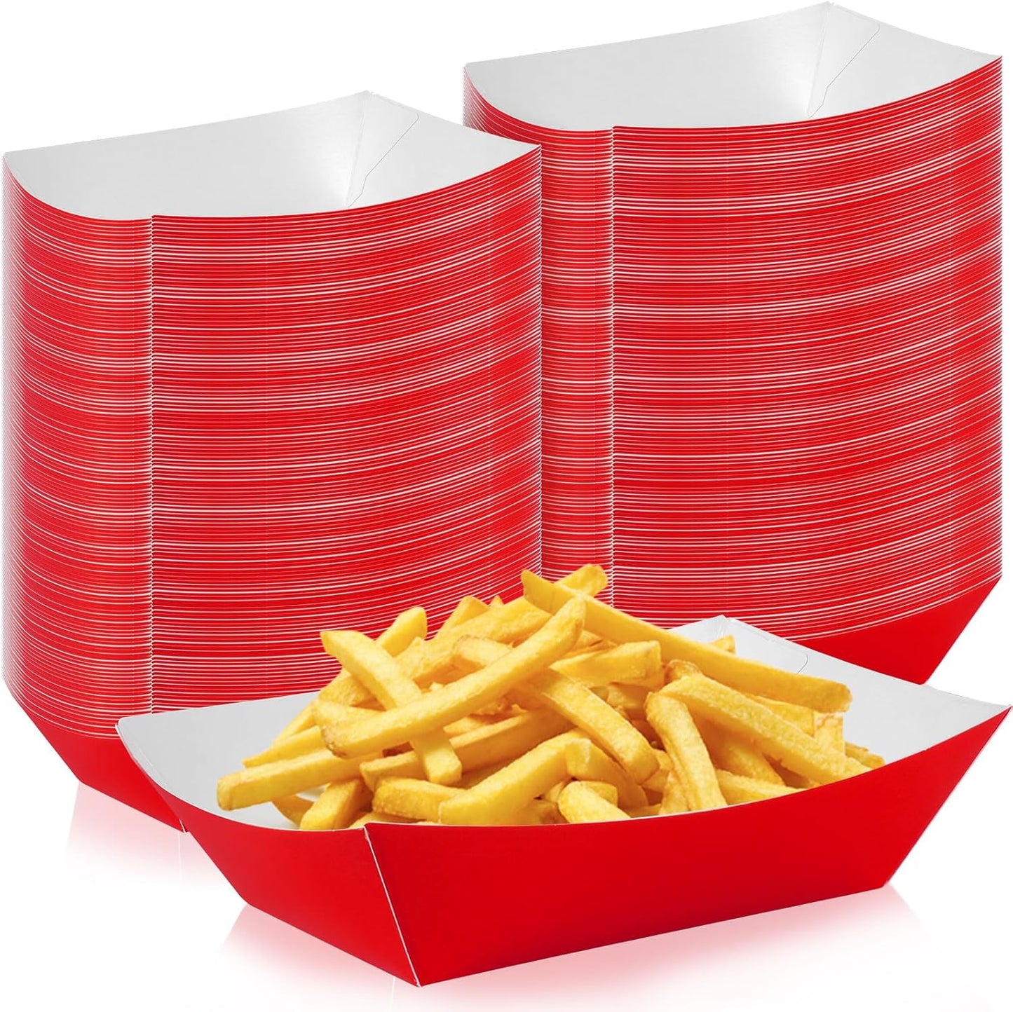 200 Pcs Paper Food Tray Sturdy Disposable Food Boats Nacho Plates Disposable Serving Snack Trays for Catering, Party Birthday Supplies, and Food Service (Red)