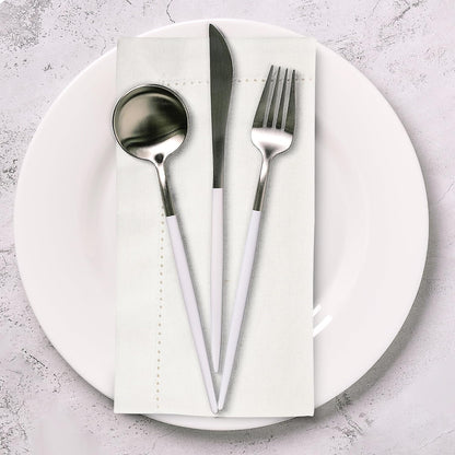 Urban Villa Cloth Napkins Ivory Hemstitch Dinner Napkins Set of 12 (20X20) 100% Cotton Absorbent Washable Durable Reusable Ideal for Hotel Collection Christmas Parties Restaurant Lunch Dinner Napkins