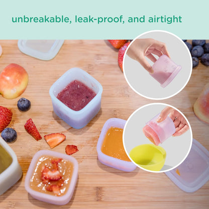 Olababy Clear Sense Silicone Storage Containers 4pk for Baby Food, Snacks, Formula, Puree, Sauce & More | Micro Plastic & BPA-Free | Daycare Essentials for Toddlers and Kids (Lemon, 4 oz / 120 ml)