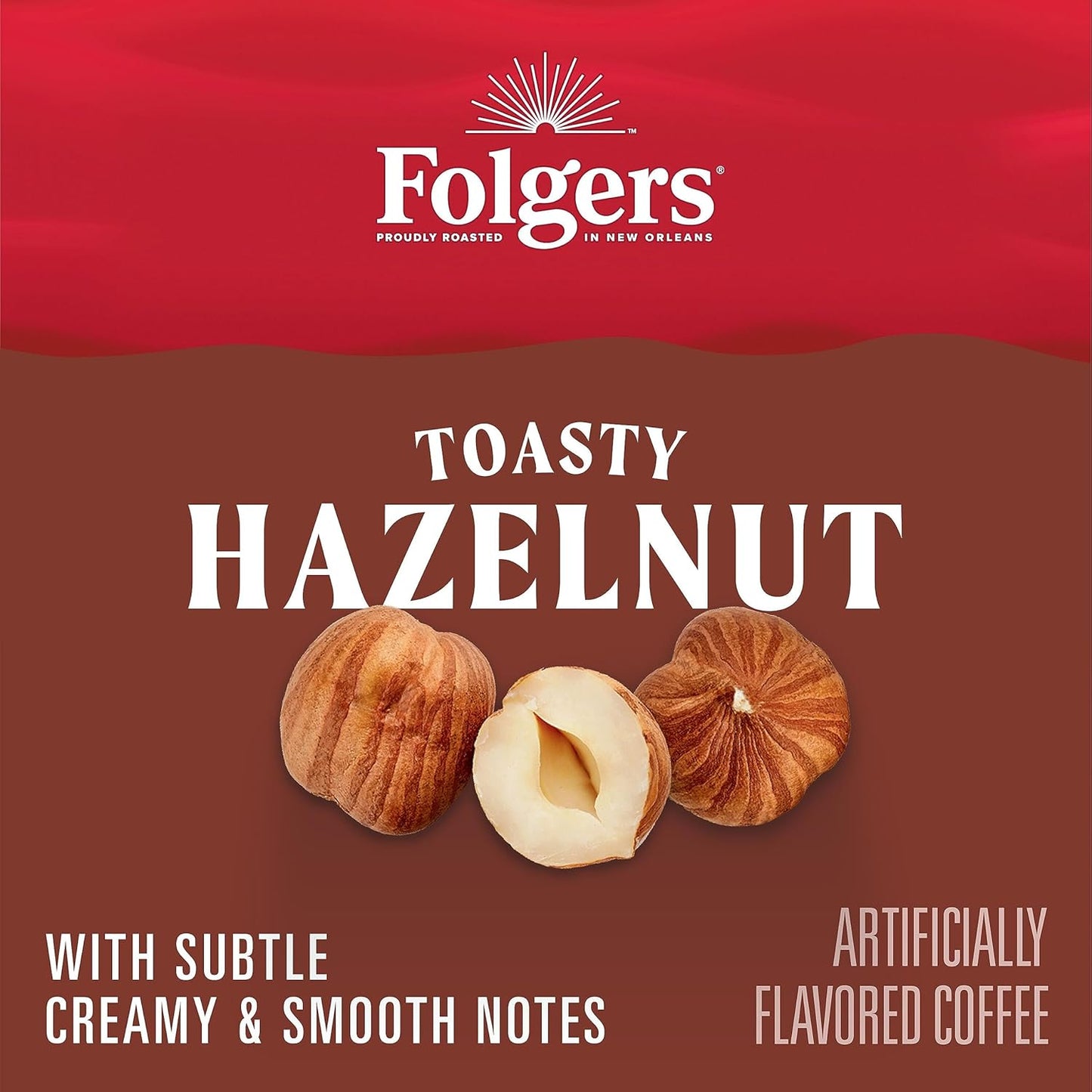 Folgers Toasty Hazelnut Artificially Flavored Coffee, Keurig K-Cup Pods, 10 Count Box