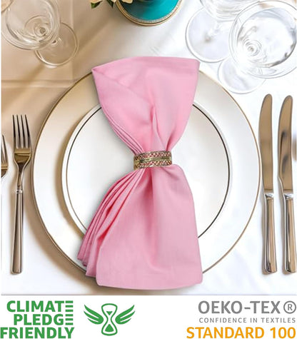 Urban Villa Cloth Napkins Set of 12 (20x20 Inches) 100% Cotton Napkins Cloth Washable Soft Durable Reusable Absorbent Table Dinner Napkins Cloth for Hotel Lunch Restaurant Weddings Parties - Pink