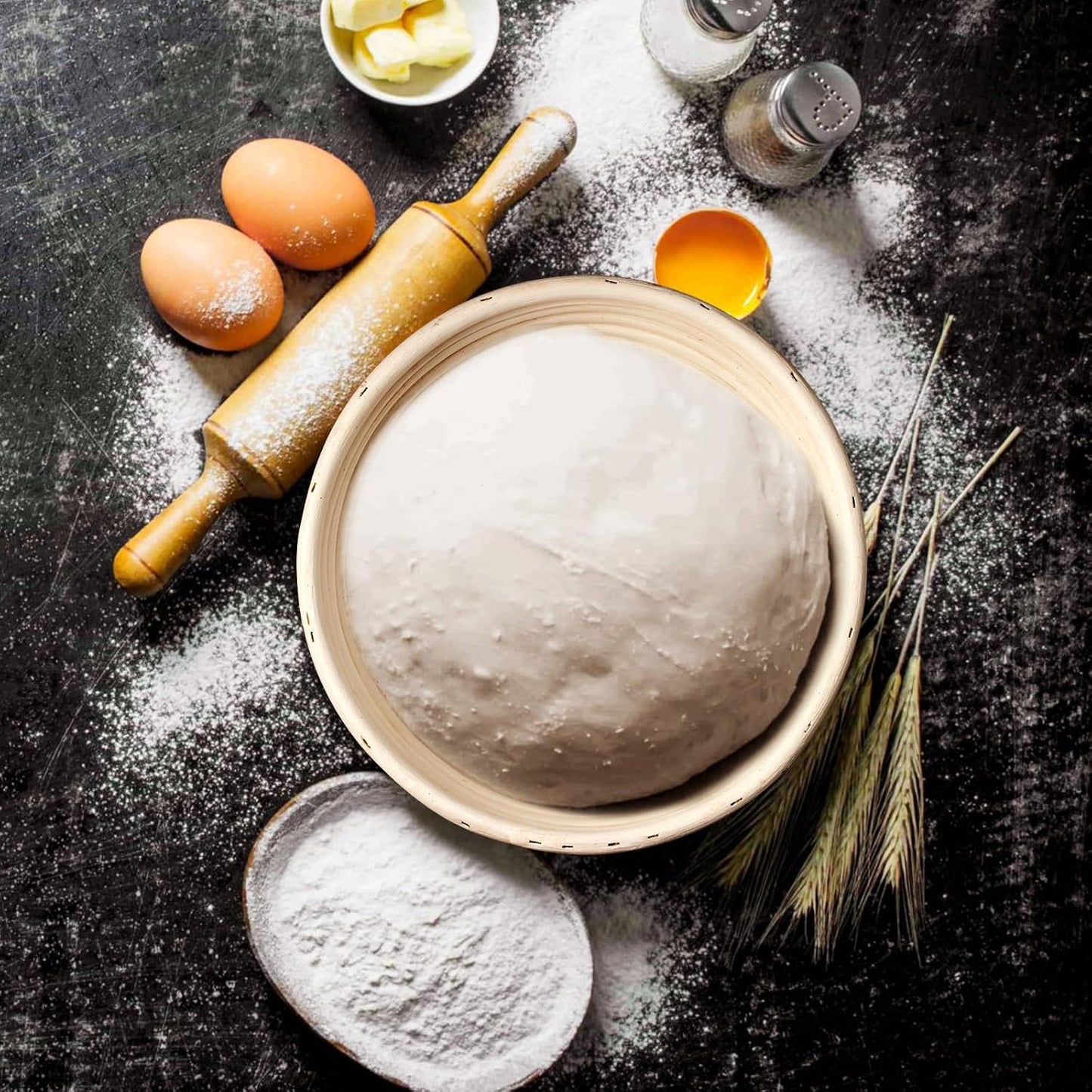 Proofing Basket - 9 inch Banneton Bread Proofing Baskets Set of 2 Banneton Basket Sourdough Proofing Bowls with Liners for Professional & Home Artisan Sourdough Bread Baking Supplies
