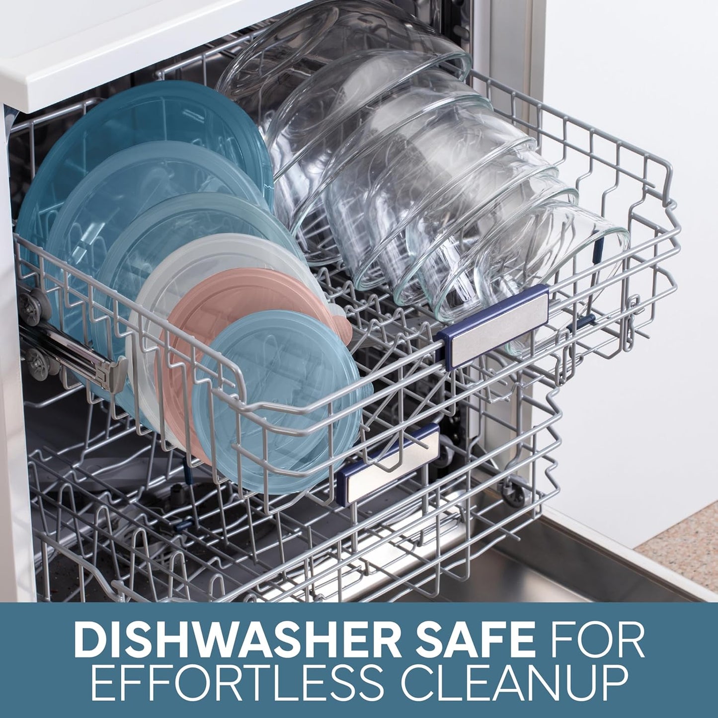 COOK WITH COLOR 12 Pc Glass Mixing Bowl Set with Lids – Borosilicate Glass Nesting Bowls for Cooking, Baking and Meal Prep, Blue/Pink