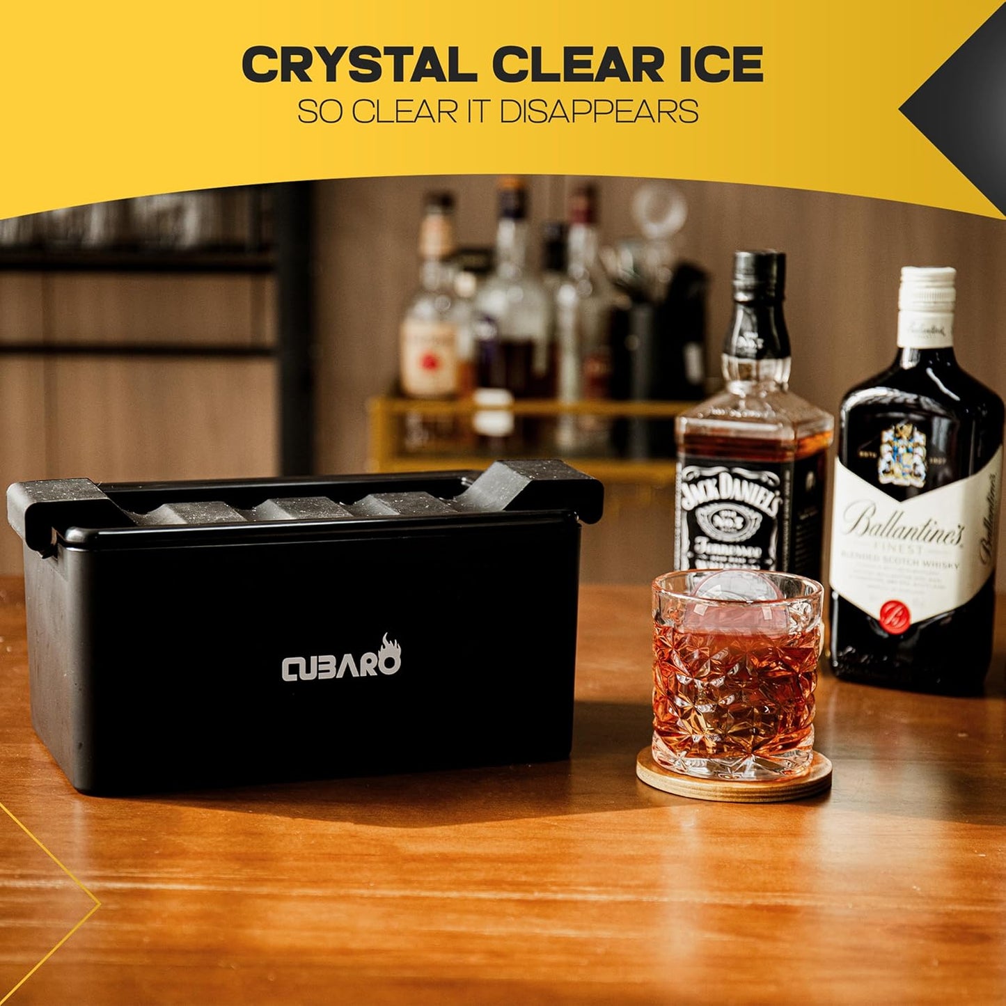 Clear Ice Ball Maker for Whiskey & Cocktails – 8 Large 2" Crystal Ice Spheres – Premium Hard Shell Directional Freezing Mold + Freezer Bag – Slow‑Melt Ice Balls by CUBARO