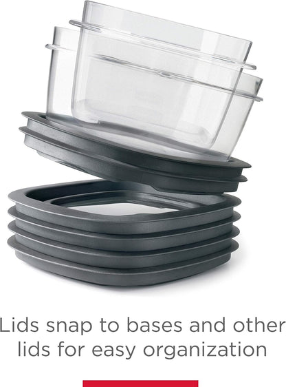 Rubbermaid 28-Piece Clear/Grey Food Storage Containers, Premium Snap Bases, and Various Size Lids, Perfect for Meal Prep, Leftovers, and Dishwasher Safe