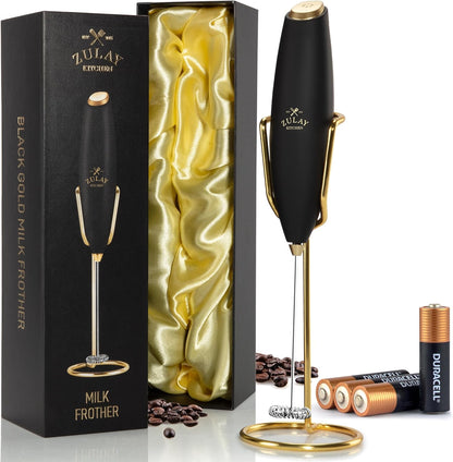 Zulay Kitchen Executive Series Luxury Gift Milk Frother with 4 Duracell Batteries – Handheld Electric Foam Maker for Coffee, Lattes & Hot Chocolate – Deluxe Finish, Ultimate Gift for Coffee Lovers