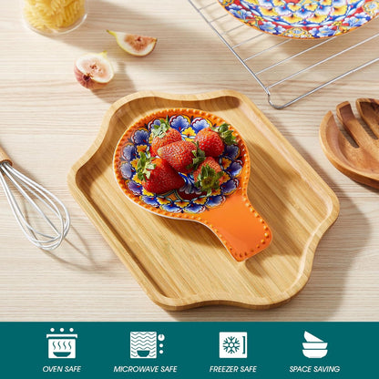 vancasso Ceramic Spoon Rest for Stove Top, 7.7 Inch Cooking Spoon Holder for Kitchen Counter Decor, Spoon Holder for Coffee Spoon Rest, Spoon Cradle, Spatula, Spoons or Tongs, Decorations, Orange