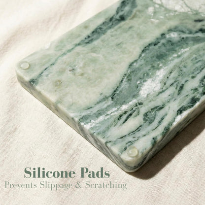 Green Marble Tray – 12" x 6.5" Decorative Vanity Tray for Bathroom, Countertop, Jewelry, Candles, Kitchen | Natural Stone Organizer for Makeup, Perfume, Skincare & Home Décor