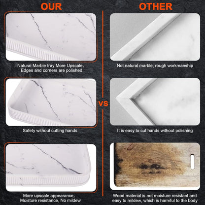 Bathroom Counter Tray Matte Vanity Tray Decor Perfume Trays Dresser Holder for Bathroom Countertop Jewelry Candle Soap Plant Towel Cosmetic Organizer Rectangle Large Serving Tray