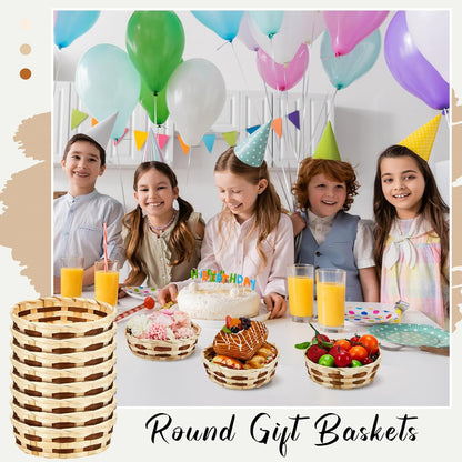 Sintuff 60 Pcs Small Woven Basket Round Bamboo Gift Baskets 6. 5 x 2 Inches Wicker Berry Bread Fruit Basket Empty Food Serving Baskets for Picnic Kitchen Restaurant
