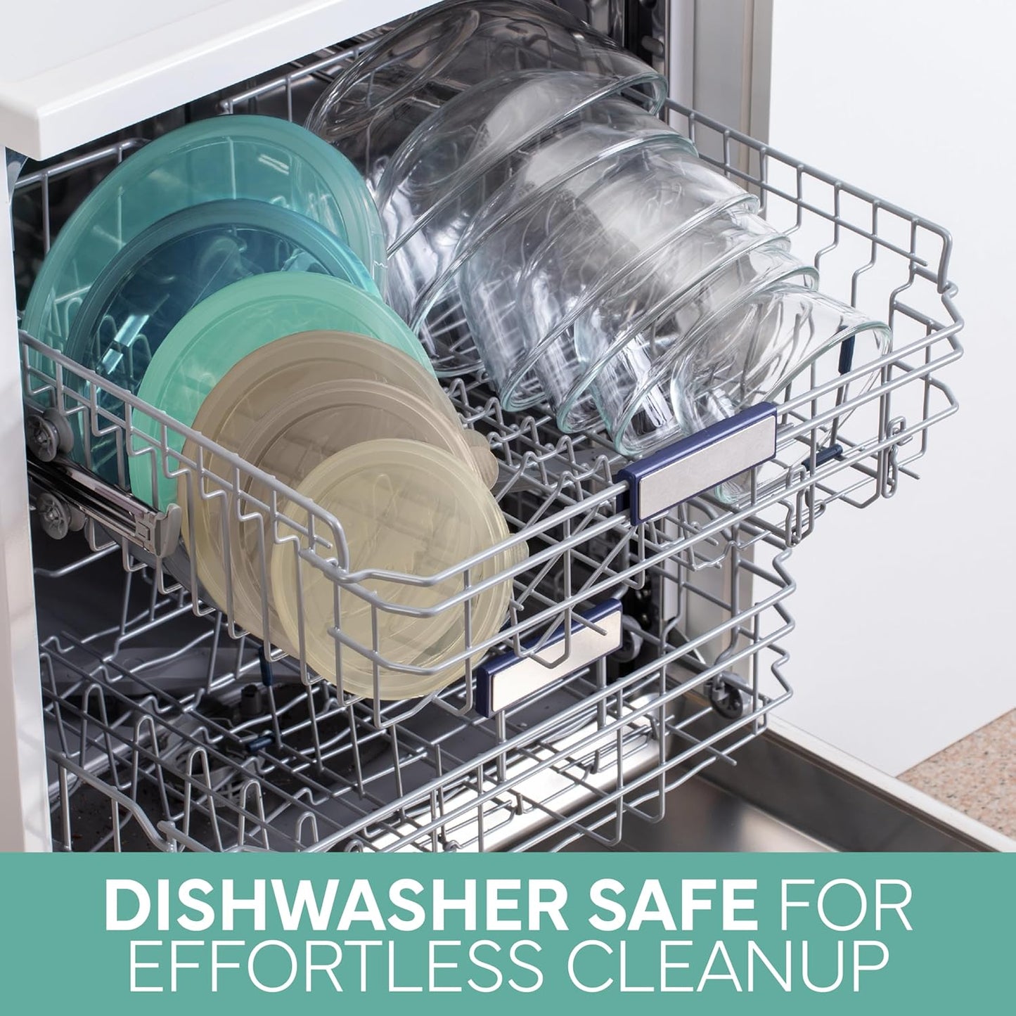 COOK WITH COLOR 12 Pc Glass Mixing Bowl Set with Lids – Borosilicate Glass Nesting Bowls for Cooking, Baking and Meal Prep, Mint